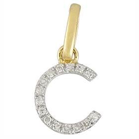 14ky letter c diamond charm 5pts 8mm