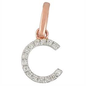 14kr letter c diamond charm 5pts 8mm