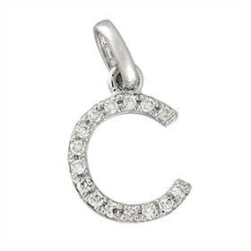 14kw letter c diamond charm 5pts 8mm