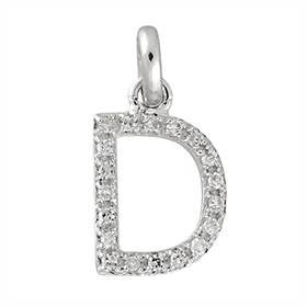 14kw letter d diamond charm 7pts 8mm