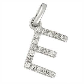 14kw letter e diamond charm 6pts 8mm