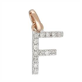 14kr letter f diamond charm 5pts 8mm