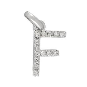 14kw letter f diamond charm 5pts 8mm