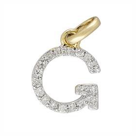 14ky letter g diamond charm 6pts 8mm