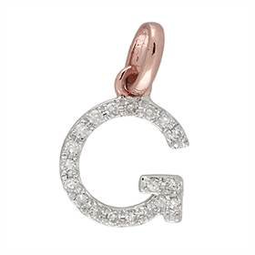 14kr letter g diamond charm 6pts 8mm