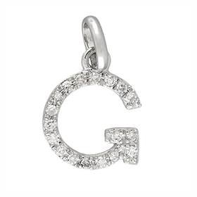 14kw letter g diamond charm 6pts 8mm