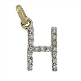 14ky letter h diamond charm 6pts 8mm