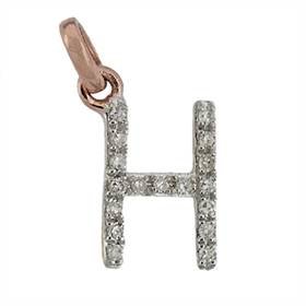 14kr letter h diamond charm 6pts 8mm