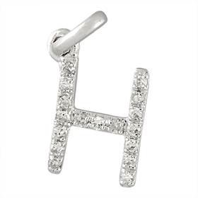 14kw letter h diamond charm 6pts 8mm