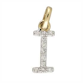 14ky letter i diamond charm 4pts 8mm