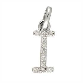 14kw letter i diamond charm 4pts 8mm