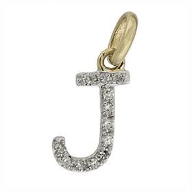 14ky letter j diamond charm 4pts 8mm