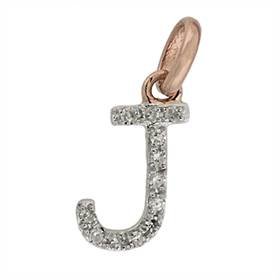 14kr letter j diamond charm 4pts 8mm