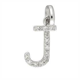 14kw letter j diamond charm 4pts 8mm