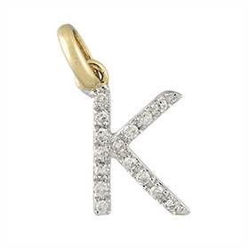 14ky letter k diamond charm 5pts 8mm