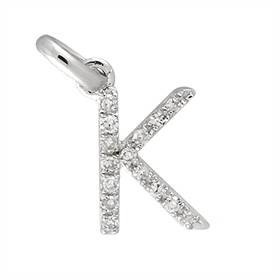 14kw letter k diamond charm 5pts 8mm