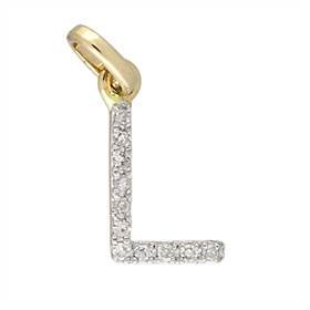 14ky letter l diamond charm 4pts 8mm