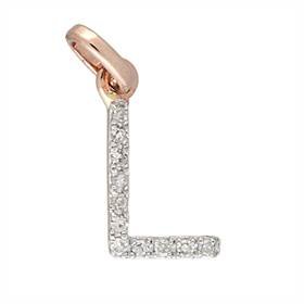 14kr letter l diamond charm 4pts 8mm
