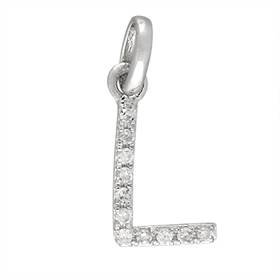 14kw letter l diamond charm 4pts 8mm