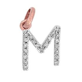 14kr letter m diamond charm 7pts 8mm