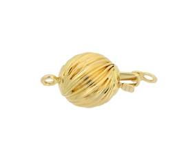 14ky 8mm corrugated spiral ball clasp