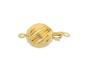 14ky 8mm corrugated spiral ball clasp