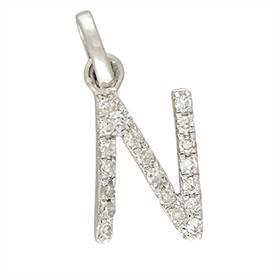14kw letter n diamond charm 7pts 8mm