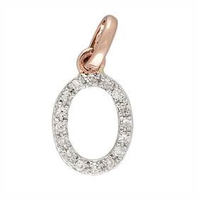 14kr letter o diamond charm 6pts 8mm