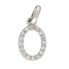 14kw letter o diamond charm 6pts 8mm