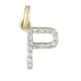 14ky letter p diamond charm 6pts 8mm