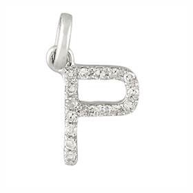 14kw letter p diamond charm 6pts 8mm
