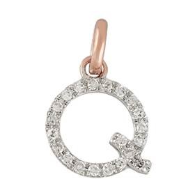 14kr letter q diamond charm 7pts 8mm