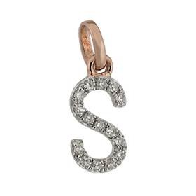 14kr letter s diamond charm 5pts 8mm