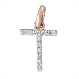 14kr letter t diamond charm 4pts 8mm