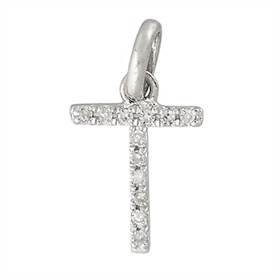 14kw letter t diamond charm 4pts 8mm