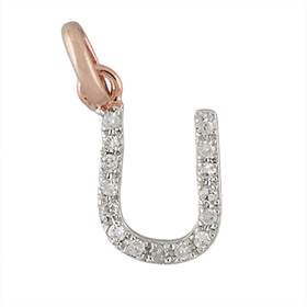 14kr letter u diamond charm 5pts 8mm