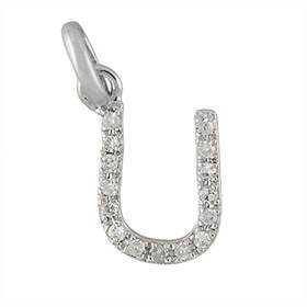 14kw letter u diamond charm 5pts 8mm