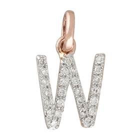 14kr letter w diamond charm 9pts 8mm