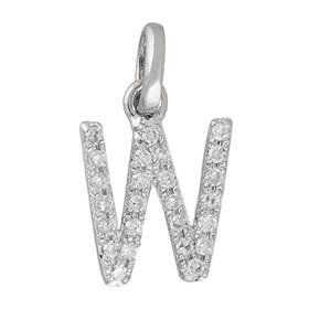 14kw letter w diamond charm 9pts 8mm