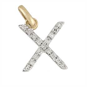 14ky letter x diamond charm 6pts 8mm