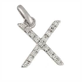 14kw letter x diamond charm 6pts 8mm
