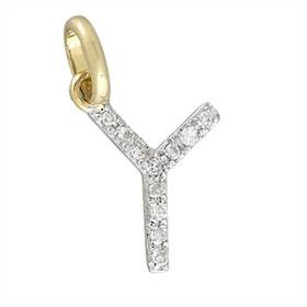 14ky letter y diamond charm 4pts 8mm