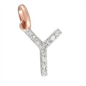14kr letter y diamond charm 4pts 8mm