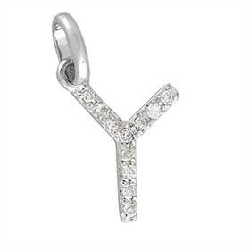 14kw letter y diamond charm 4pts 8mm