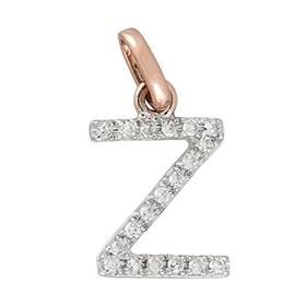 14kr letter z diamond charm 6pts 8mm