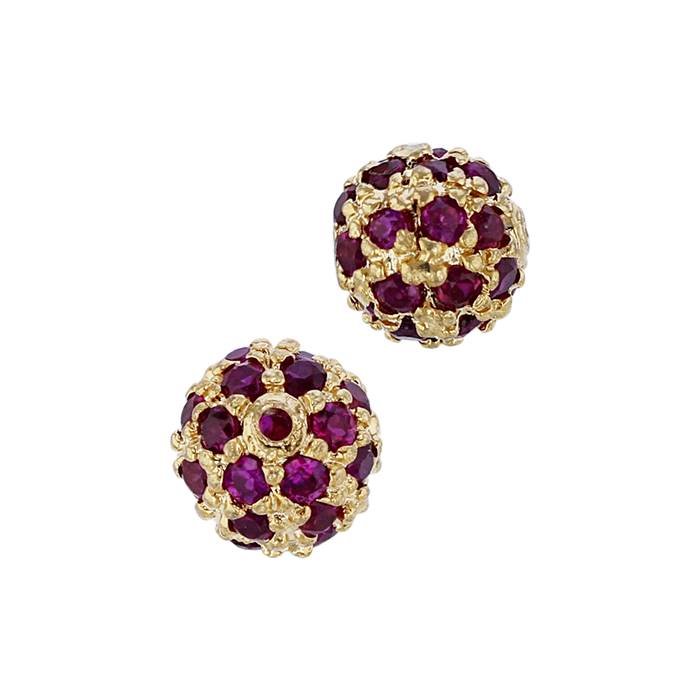 10mm red cubic zirconia ball bead