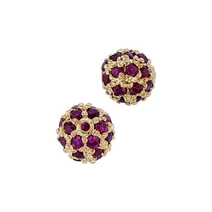 8mm red cubic zirconia ball bead