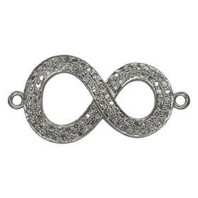 Rhodium Sterling Silver Infinity Diamond Connector