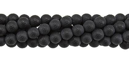 Black Agate Bead Ball Shape Faceted Matt Gemstone