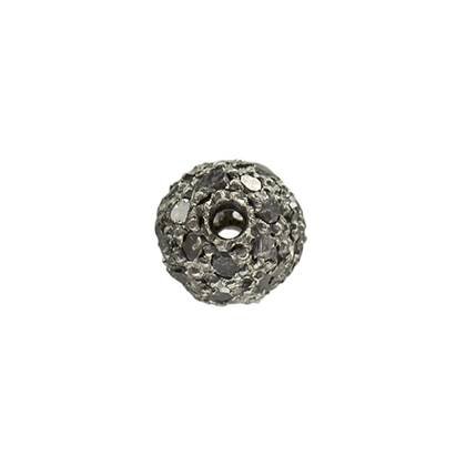 rhodium sterling silver 85pts 6mm black diamond ball bead